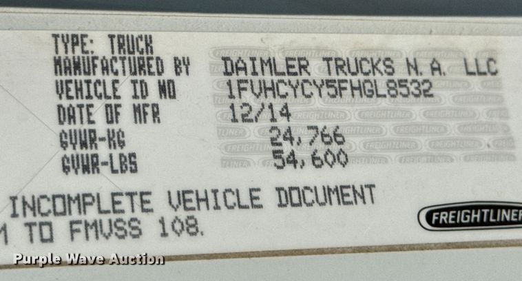 image for item DX1029 2015 Freightliner Business Class M2 bucket truck