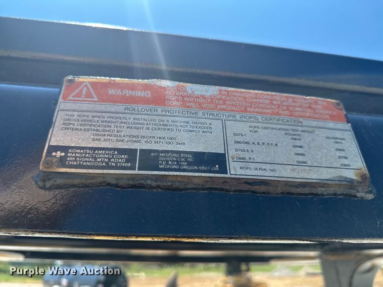 image for item DX1037 1987 Komatsu D68E cable plow