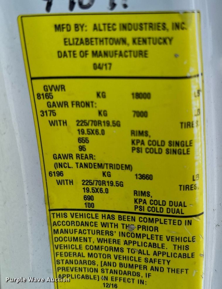 image for item DX1102 2017 Ford F550 Super Duty XL bucket truck