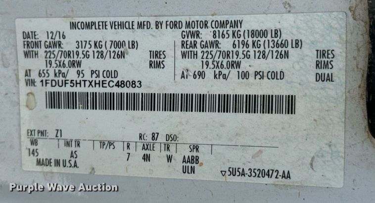 image for item DX1102 2017 Ford F550 Super Duty XL bucket truck