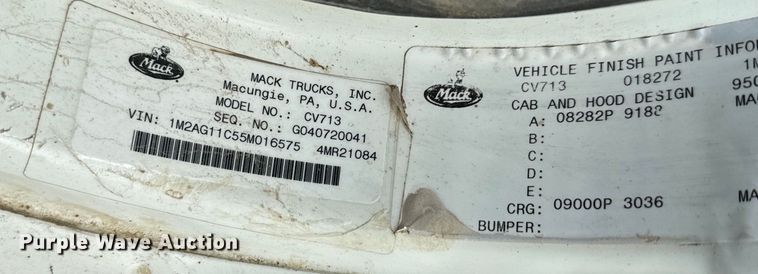 image for item EE7534 2005 Mack CV713 dump truck