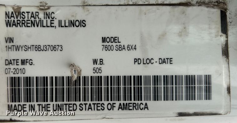 image for item EG0831 2011 International  7600 SBA dump truck