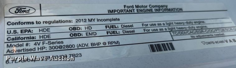 image for item EG0934 2012 Ford F550 Super Duty XL bucket truck