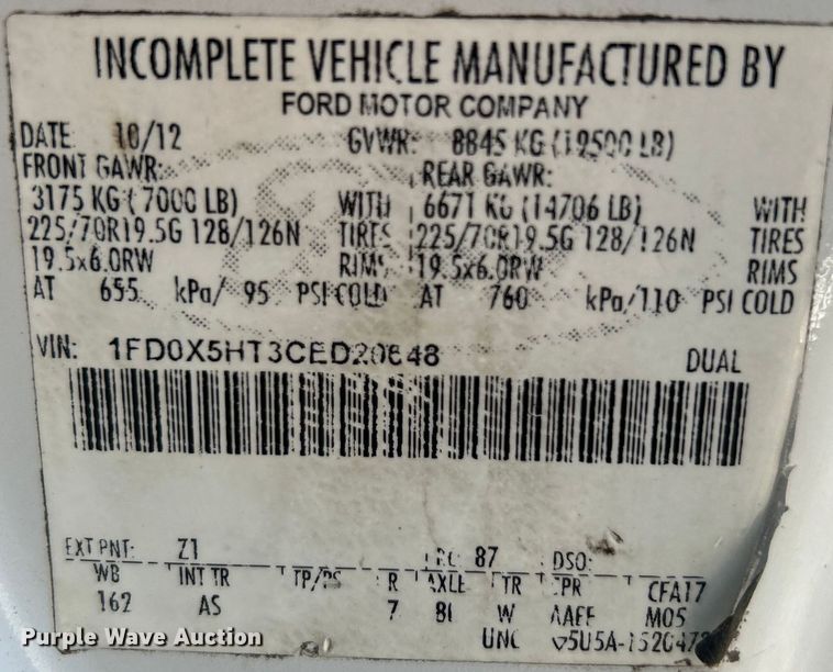 image for item EG0934 2012 Ford F550 Super Duty XL bucket truck