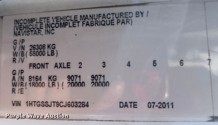 image for item EG0947 2012 International  7600  Crew Cab utility / service truck