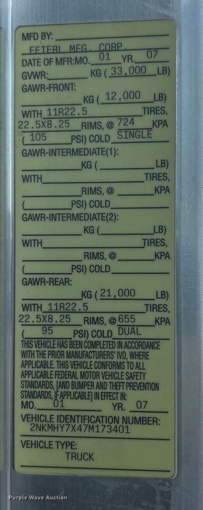 image for item EG0973 2007 Kenworth  T300 utility / service truck