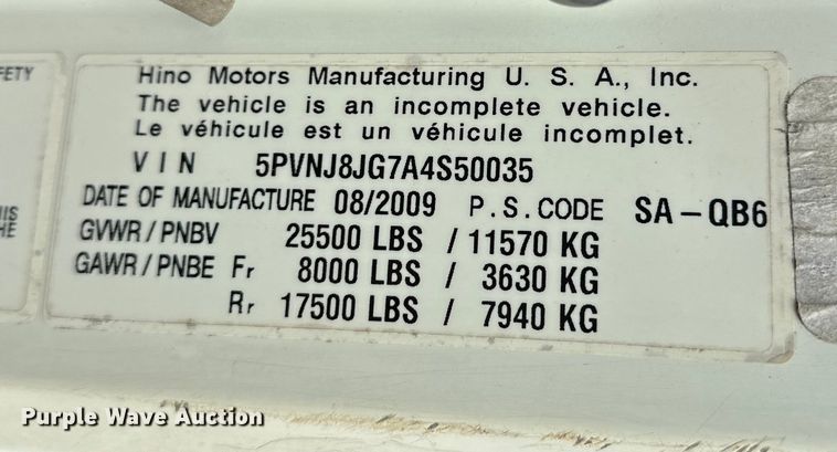 image for item EG1388 2010 Hino 258 dump truck