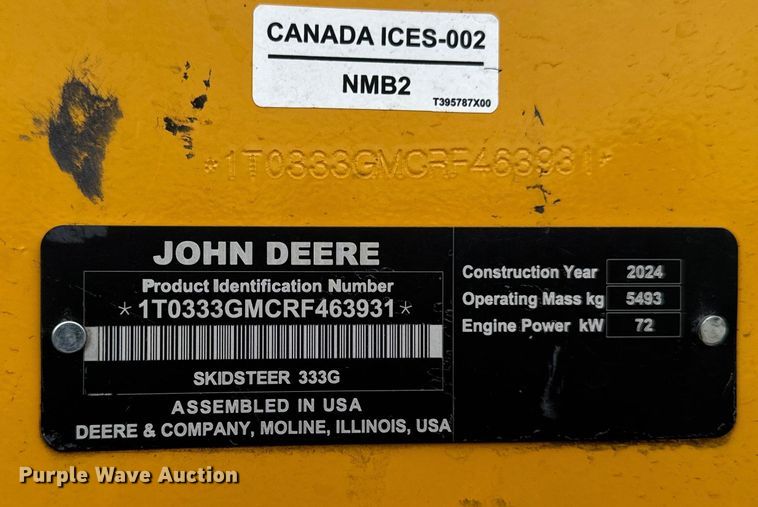image for item EH4408 2024 John Deere 333G tracked skid steer loader