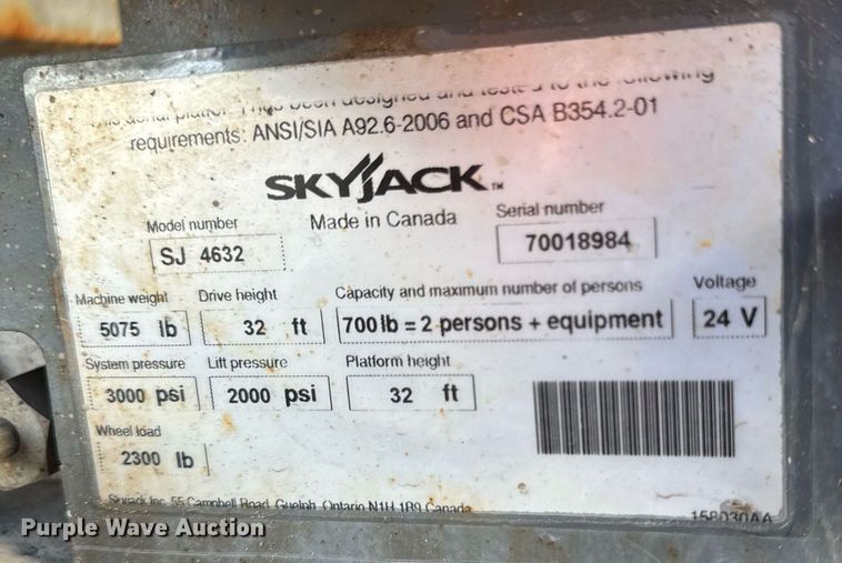image for item EH4435 Skyjack SJ 4632 scissor lift