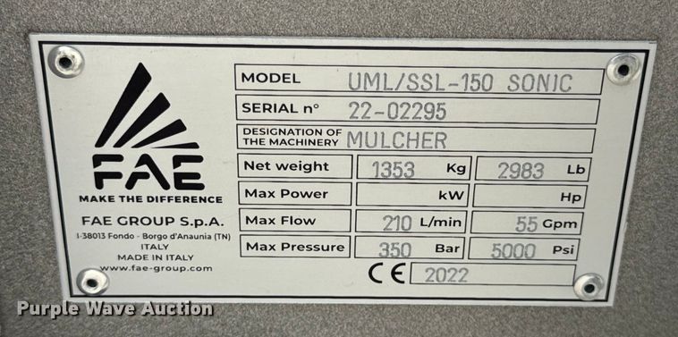 image for item EH6974 2022 FAE UML/SSL-150 Sonic skid steer mulcher