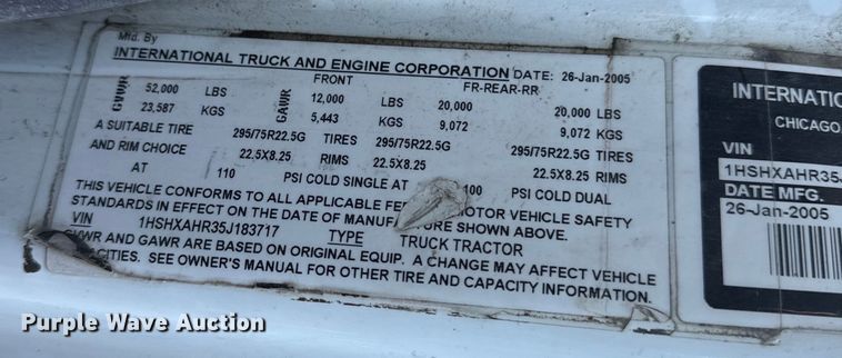 image for item EH6975 2005 International  8600 dump truck