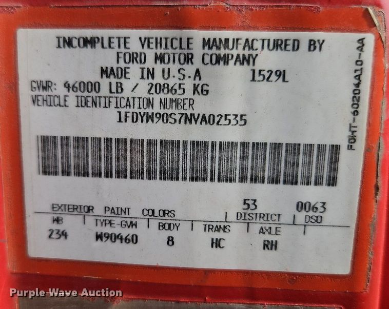 image for item EI8247 1992 Ford L9000 dump truck