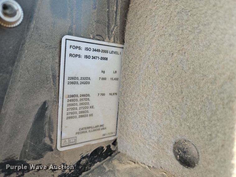 image for item EI8255 2020 Caterpillar  259D3 tracked skid steer loader