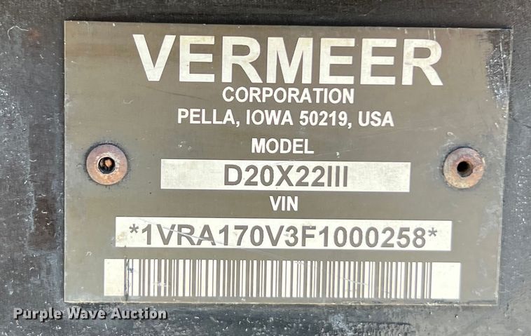 image for item EJ2942 2015 Vermeer D20X22III directional boring unit