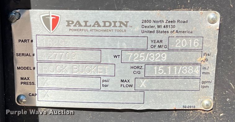 image for item EJ2959 Paladin skid steer rock grapple bucket