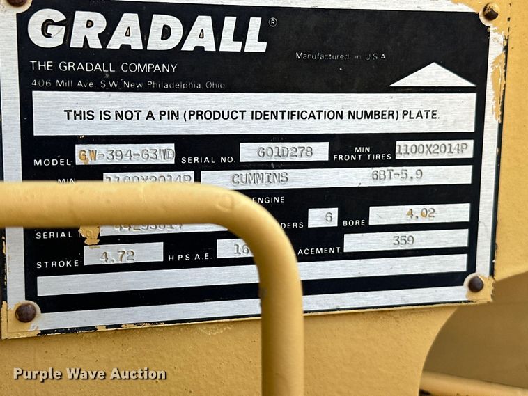 image for item EJ8837 1997 Gradall G3WD wheeled excavator