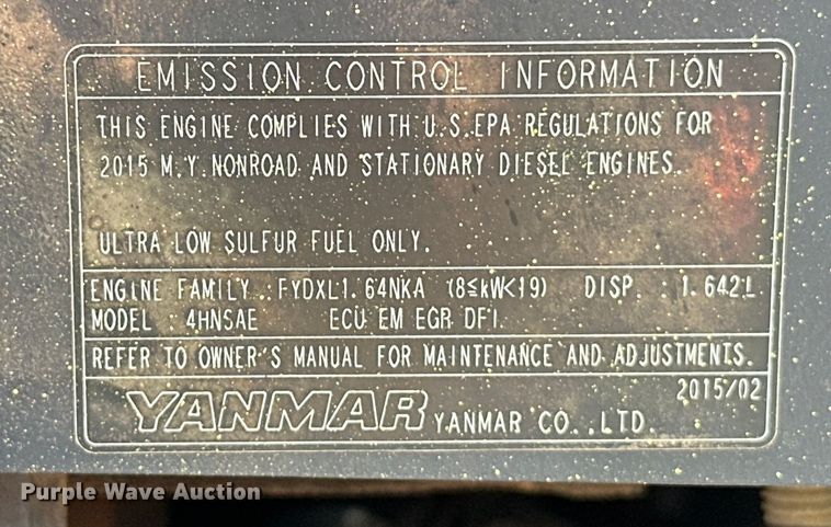 image for item EJ8849 2015 Yanmar VI035-6A mini excavator