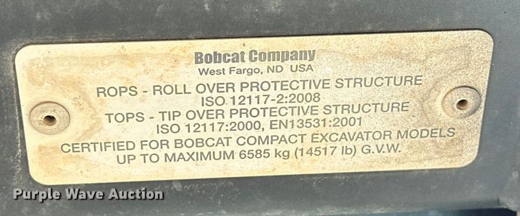 image for item EJ8851 2013 Bobcat  E35M mini excavator