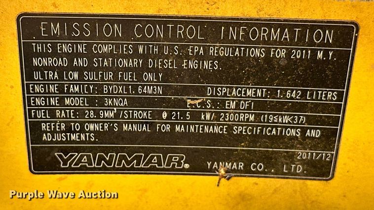 image for item EJ8853 2011 Yanmar  Vi035-5B mini excavator