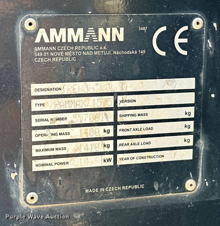 image for item EJ8857 2017 Ammann RamMax 1575 trench compactor