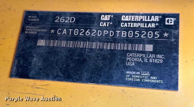 image for item EJ8858 2016 Caterpillar  262D skid steer loader