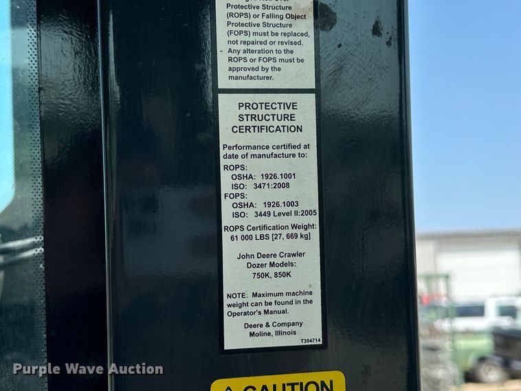 image for item EJ8890 2018 John Deere 850K WLT dozer