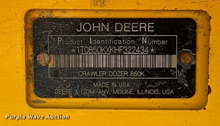 image for item EJ8890 2018 John Deere 850K WLT dozer