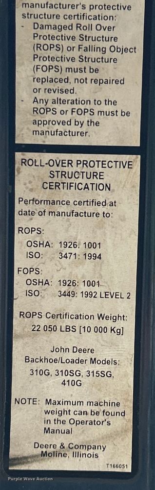 image for item EK3035 2005 John Deere  410G backhoe