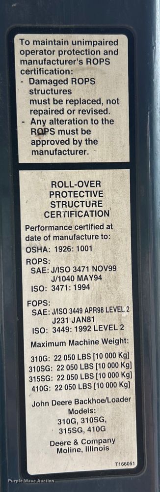 image for item EK3036 2003 John Deere  410G backhoe