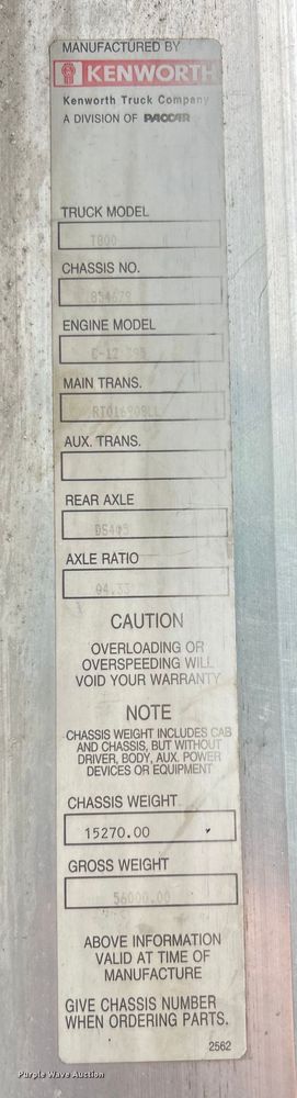 image for item EK3039 2000 Kenworth T800 dump truck