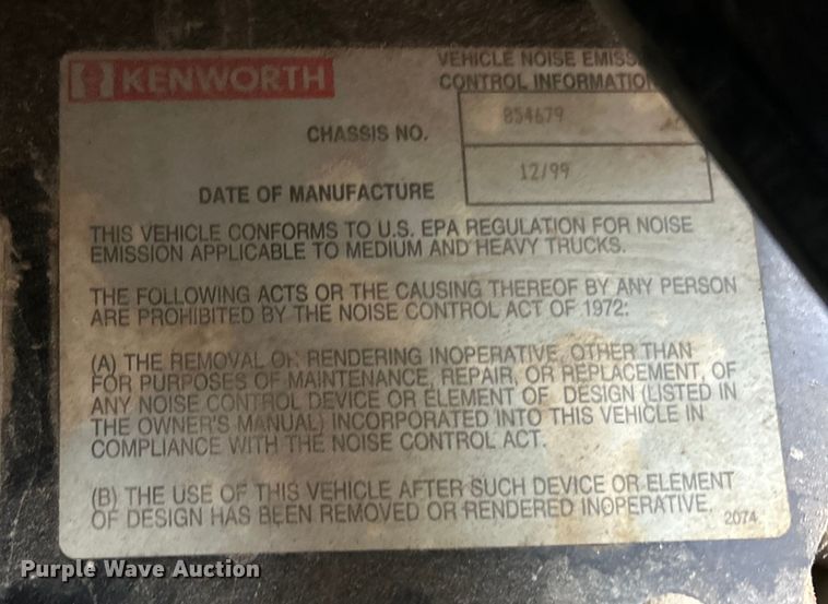 image for item EK3039 2000 Kenworth T800 dump truck