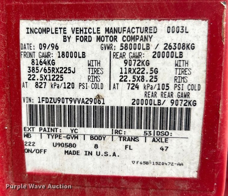 image for item EK3051 1997 Ford LT9000 dump truck