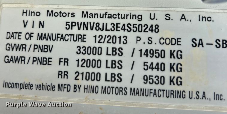 image for item EK3063 2014 Hino 338 utility / service truck