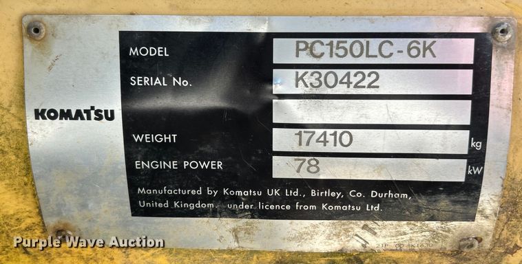 image for item EK3212 1998 Komatsu PC150LC-6K excavator