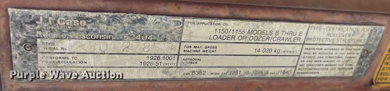 image for item EK8924 1990 Case 1155E track loader