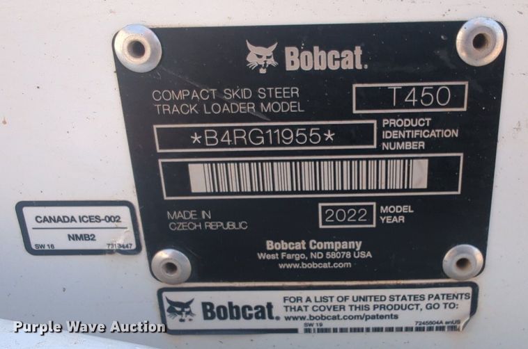 image for item EQ2005 2022 Bobcat T450 tracked skid steer loader