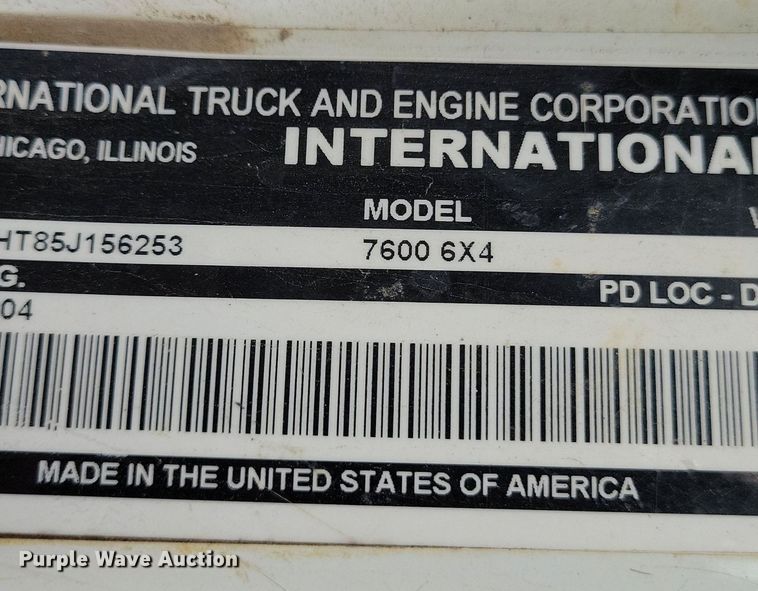 image for item KA9887 2005 International  7600 sewer rodder truck