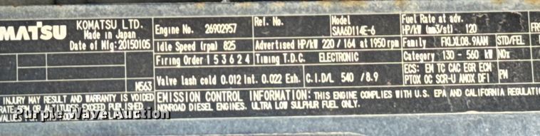 image for item NQ9724 2016 Komatsu D65PX-18 dozer