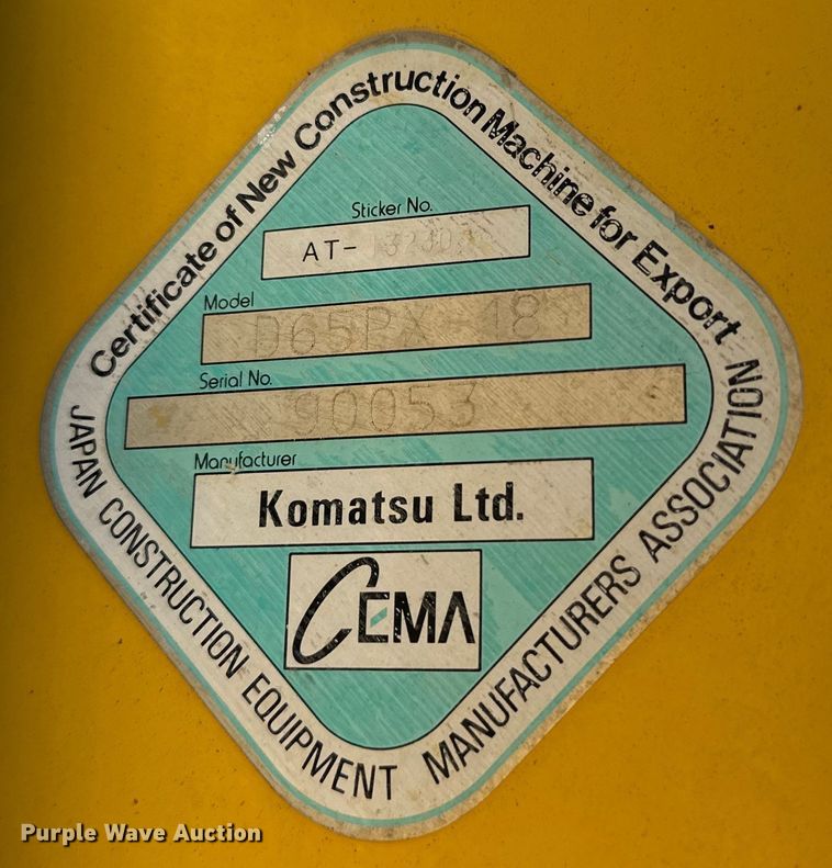 image for item NQ9724 2016 Komatsu D65PX-18 dozer
