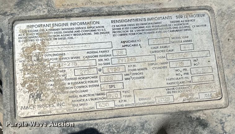 image for item NQ9753 1998 Mack M690S ready mix truck