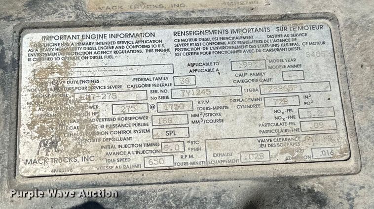 image for item NQ9753 1998 Mack M690S ready mix truck