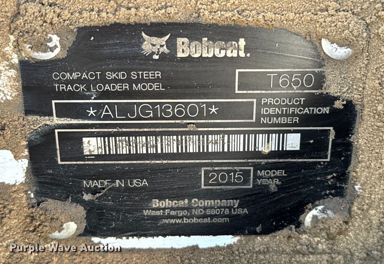 image for item NQ9762 2015 Bobcat T650 tracked skid steer loader