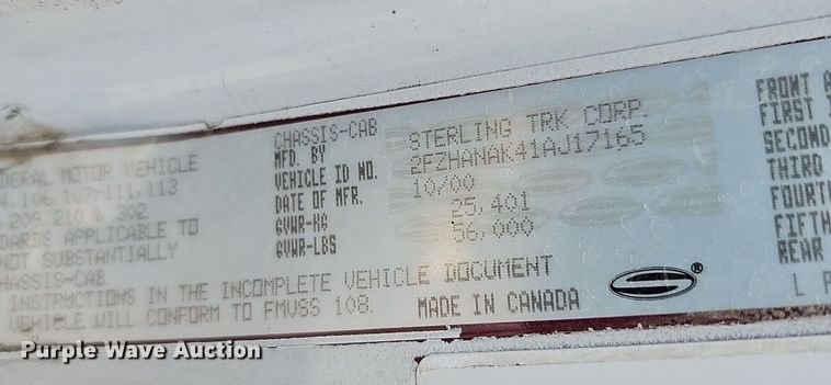 image for item NX9056 2001 Sterling dump truck