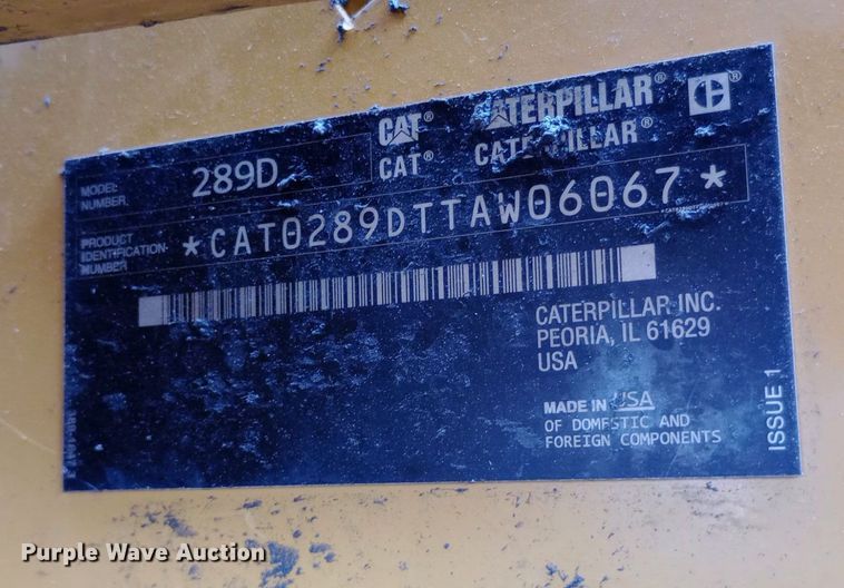 image for item NY9428 2016 Caterpillar 289D skid steer loader