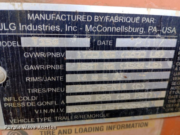 image for item NY9431 2017 JLG T350 boom lift