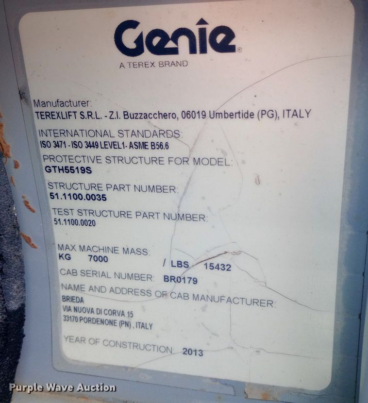 image for item NY9438 2013 Genie GTH-5519 telehandler