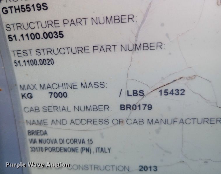 image for item NY9438 2013 Genie GTH-5519 telehandler