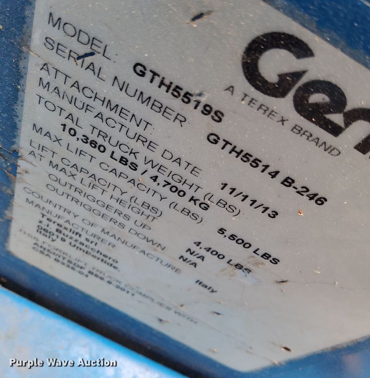 image for item NY9438 2013 Genie GTH-5519 telehandler