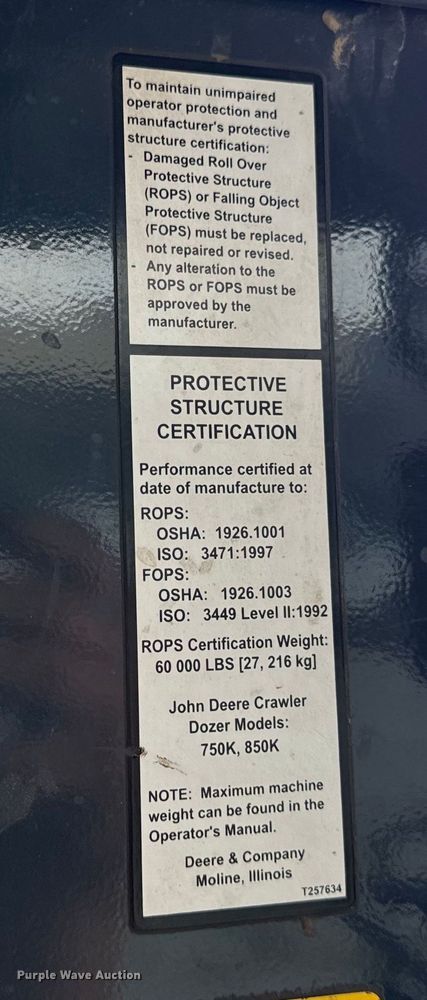 image for item OF9991 2015 John Deere 750K dozer