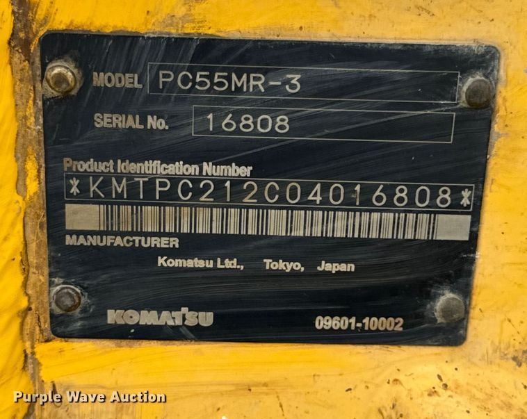 image for item OF9995 2012 Komatsu  PC55MR-3 mini excavator